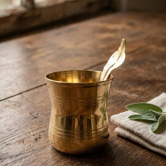 Pure Brass Panchapatra Uddharani Set for Pooja (Achamani)