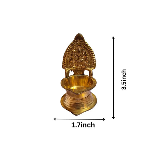 Traditional Oil Lamp with God Design/Brass Lakshmi Diya for Pooja