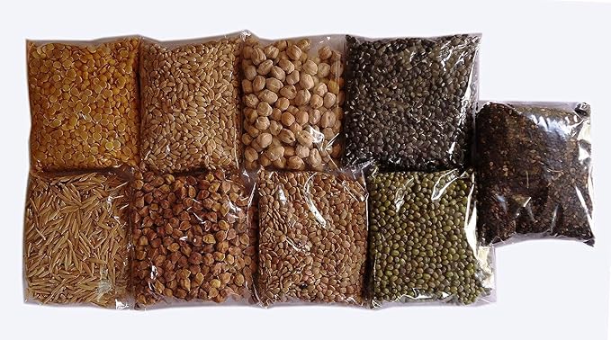 Navadhanya 9 Grain Set for Pooja / Navagraha Kalu - Basaveshwarapoojabhandara.com