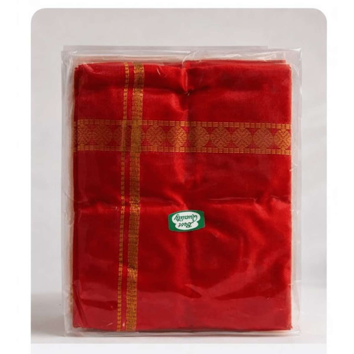 Red Pooja Vastra with Golden Border (1mtr) - Basaveshwarapoojabhandara.com