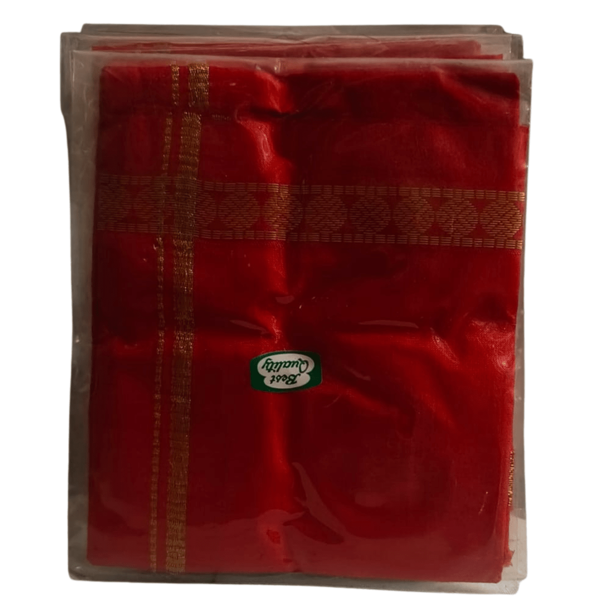 Red Pooja Vastra with Golden Border (1mtr) - Basaveshwarapoojabhandara.com