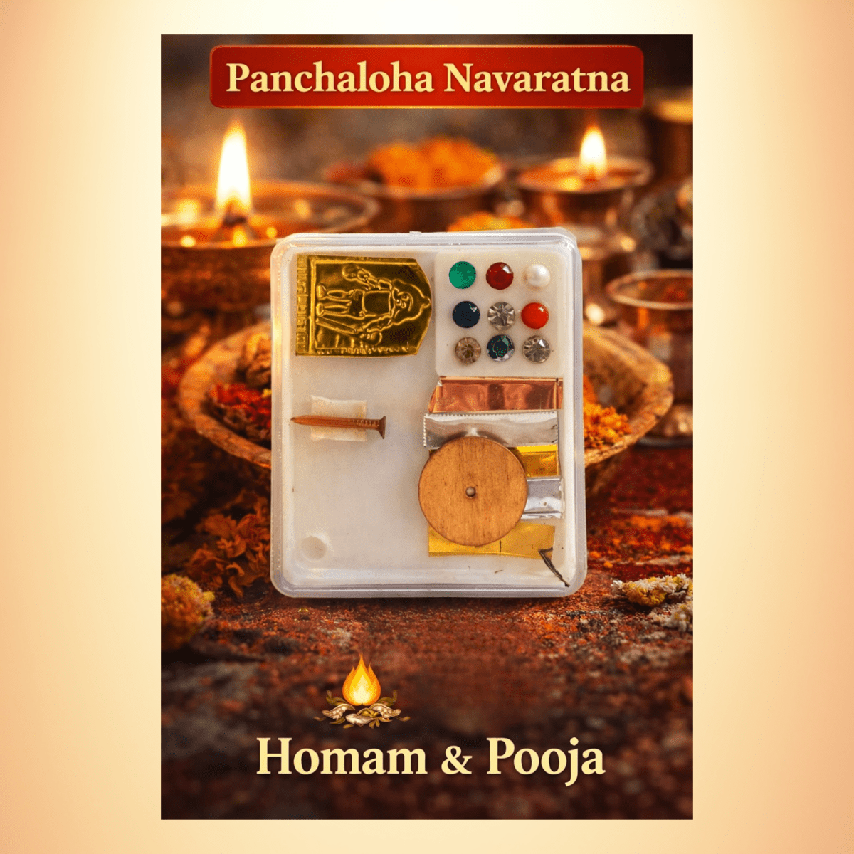 Panchaloha Navaratna Set for Homam & Pooja(1pcs) - Basaveshwarapoojabhandara.com